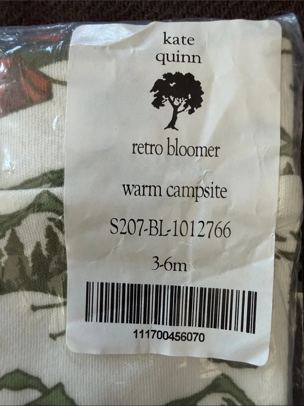 kate quinn Cream Retro Bloomer with Green Mountains and Orange Tents